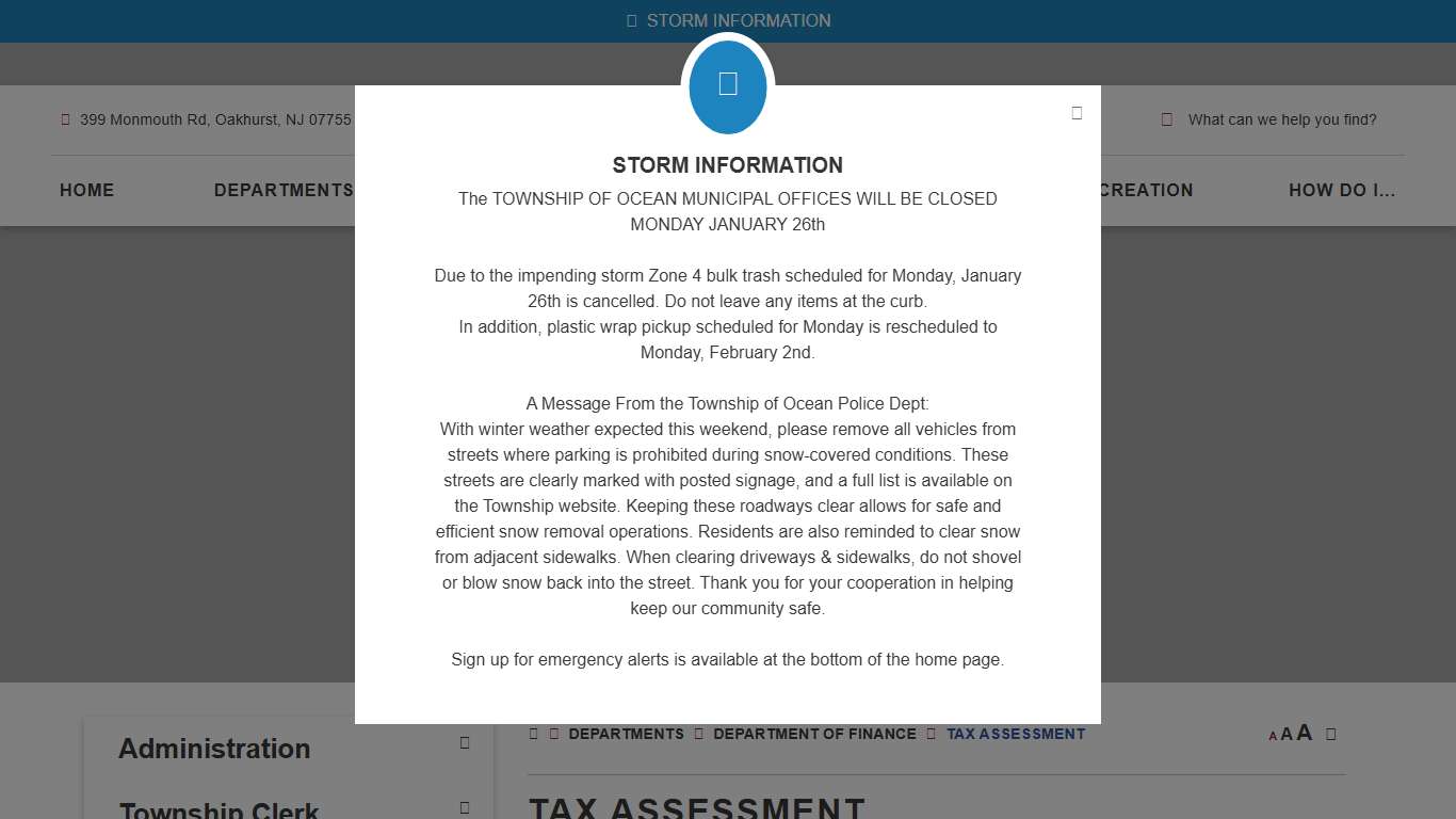 Township of Ocean Official Website - Tax Assessment